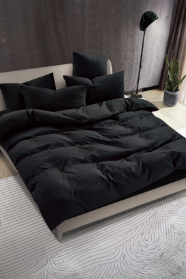komplet posteljine SOLPESA BLACK 200x220 cm pamuk - 3 dijela