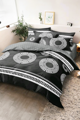 komplet posteljina PLOHERA BLACK 200x220 cm pamuk - 4 dijela