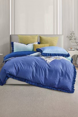 komplet posteljina SIOGERY BLUE 200x220 cm pamuk - 3 dijela