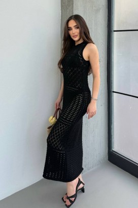 pletena haljina za plažu bez rukava SOLMIRA BLACK