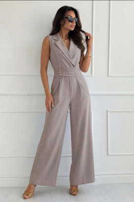 elegantni kombinezon s reverima i zlatnim gumbima SELESTE MOCHA