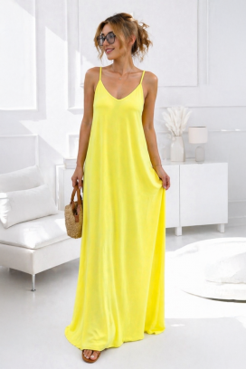 prozračna ljetna haljina s elegantnom slobodno padajućom siluetom MAURIKA YELLOW