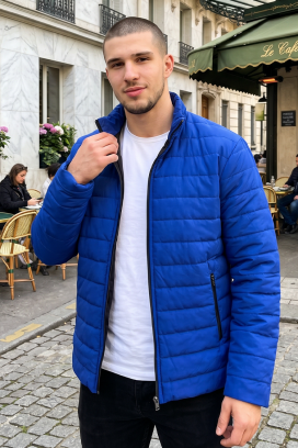 muška lagana prošivena jakna s visokim ovratnikom VEKTOR BLUE