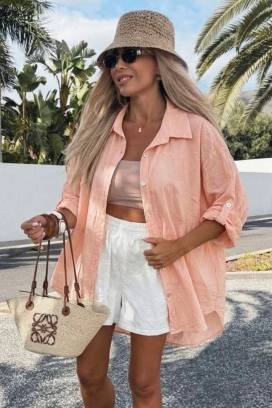 široka ljetna košulja s gumbima LILIBEL PEACH