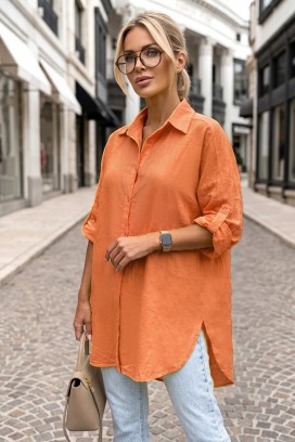 predimenzionirana ženska košulja čistog dizajna i širokog kroja LONELIA ORANGE