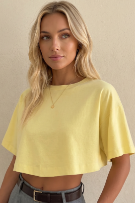 ženska kratka majica minimalistički dizajn VITAMA YELLOW