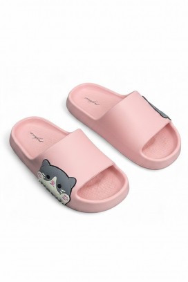 ženske papuče s printom mačke KEYTINA PINK