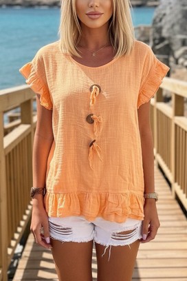 bluza s dekorativnim vezicama, volanima i eterealnim boho izgledom DORINZA ORANGE