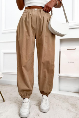ženske hlače širokog kroja s visokim strukom BALINEA BEIGE