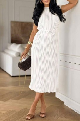 midi plisirana haljina s remenom LORETIA WHITE