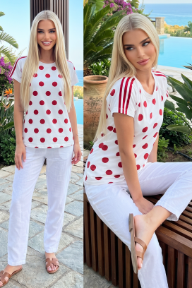ženska majica kratkih rukava s točkicama DOLTINA RED