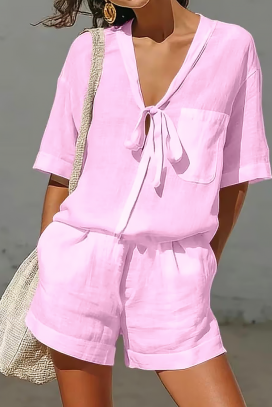 nježni ženski dvodijelni set od pamuka SELENIA PINK