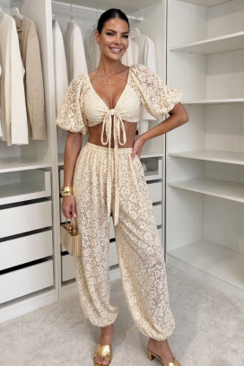 elegantni ženski set od čipke ARAMONIA ECRU