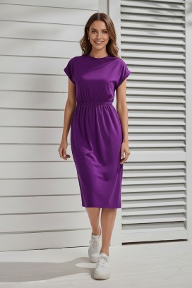 midi haljina s kratkim rukavima i elastičnim strukom CALIMBRIA PURPLE