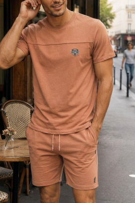 muški set od majice s printom i kratkih hlača JERARDO CAMEL