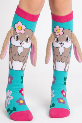 dječje čarapice s 3D printom zeca i mekanim ušima AQUA BUNNY